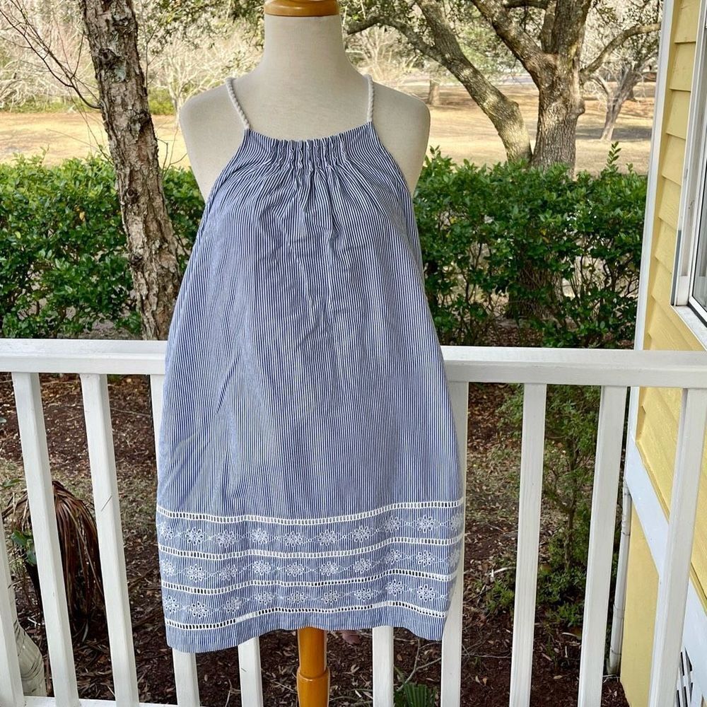 Vineyardvines Sandbar Stripe Embroidered Dress